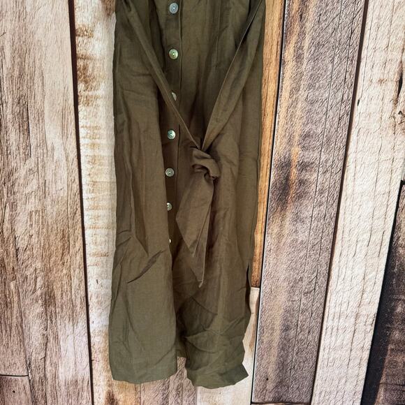 Rails Dress Clement Button-Front Belted Midi Linen Blend Green Minimalist S NWT - Picture 4 of 12
